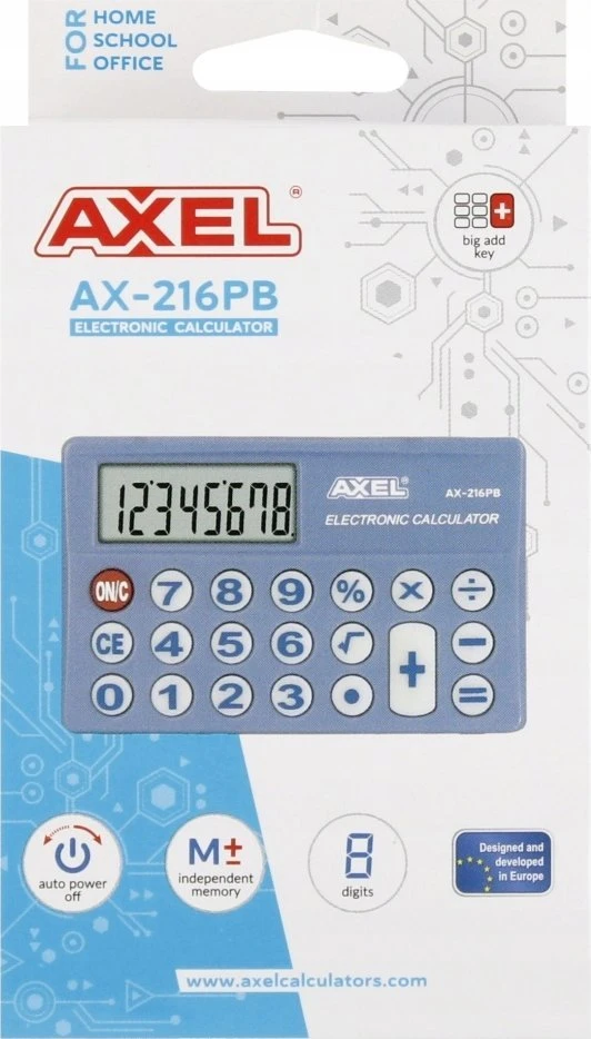 Skaičiuotuvas Axel AX-216PB pakuotėje