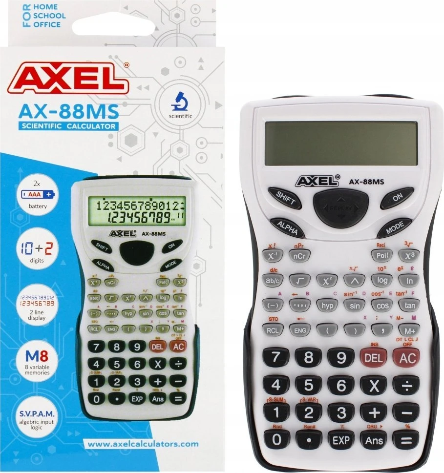 Mokslinis skaičiuotuvas AXEL AX-88MS su pakuote