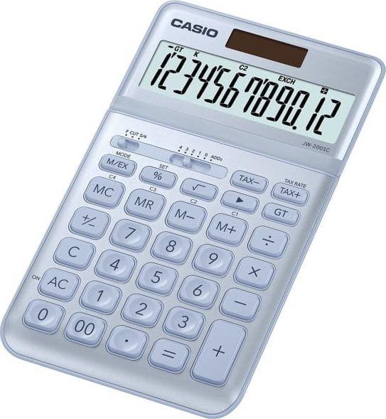 Stalinis skaičiuotuvas CASIO JW-200SC, blizgi melsva sp.