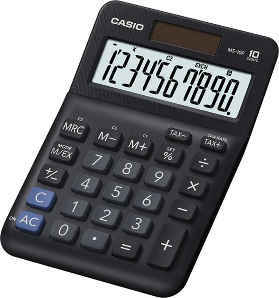 Casio MS 10 F stalo skaičiuotuvas su 10 skaitmenų ekranu
