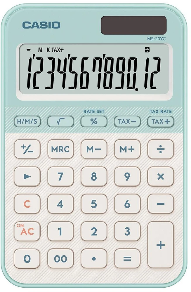 Skaičiuotuvas Casio MS-20YC-LGN dideliu ekranu