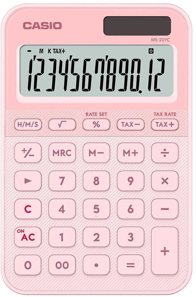 Skaičiuotuvas Casio MS-20YC-LPK su dideliu ekranu