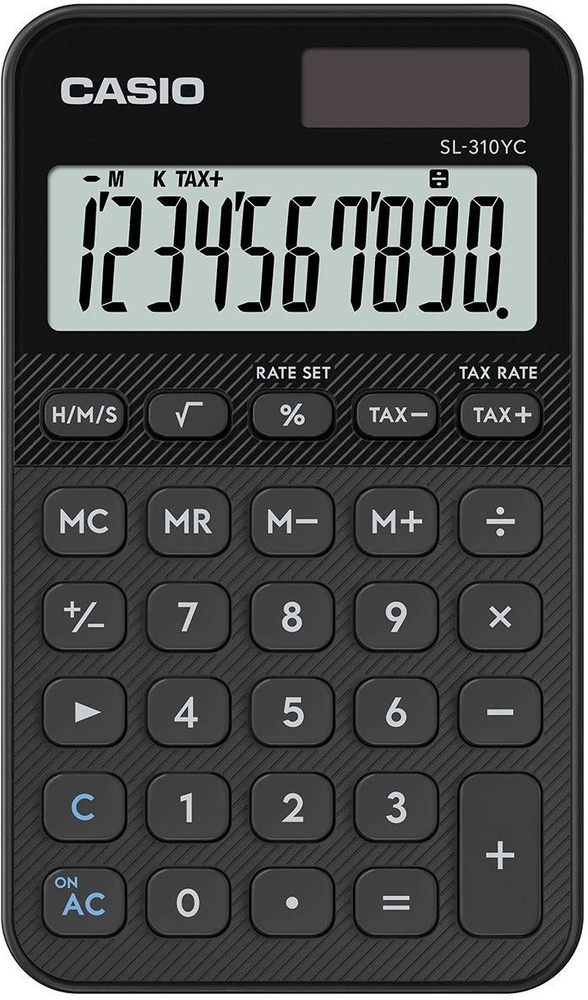 Casio skaičiuotuvas SL 310 YC BK, juodas, 10 vietų, dvigubas maitinimo šaltinis
