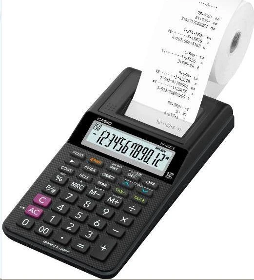 Juodas Casio HR-8RCE skaičiuotuvas su spausdinimo funkcija
