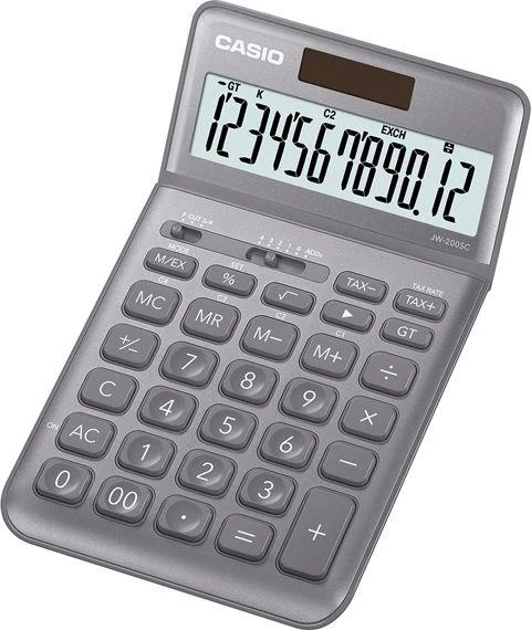CASIO JW-200SC pilkas skaičiuotuvas su pasviru ekranu