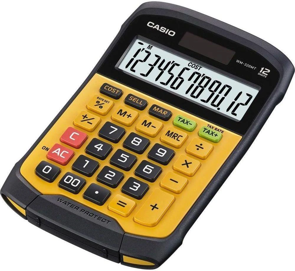 Casio WM-320MT-S skaičiuotuvas geltonais mygtukais