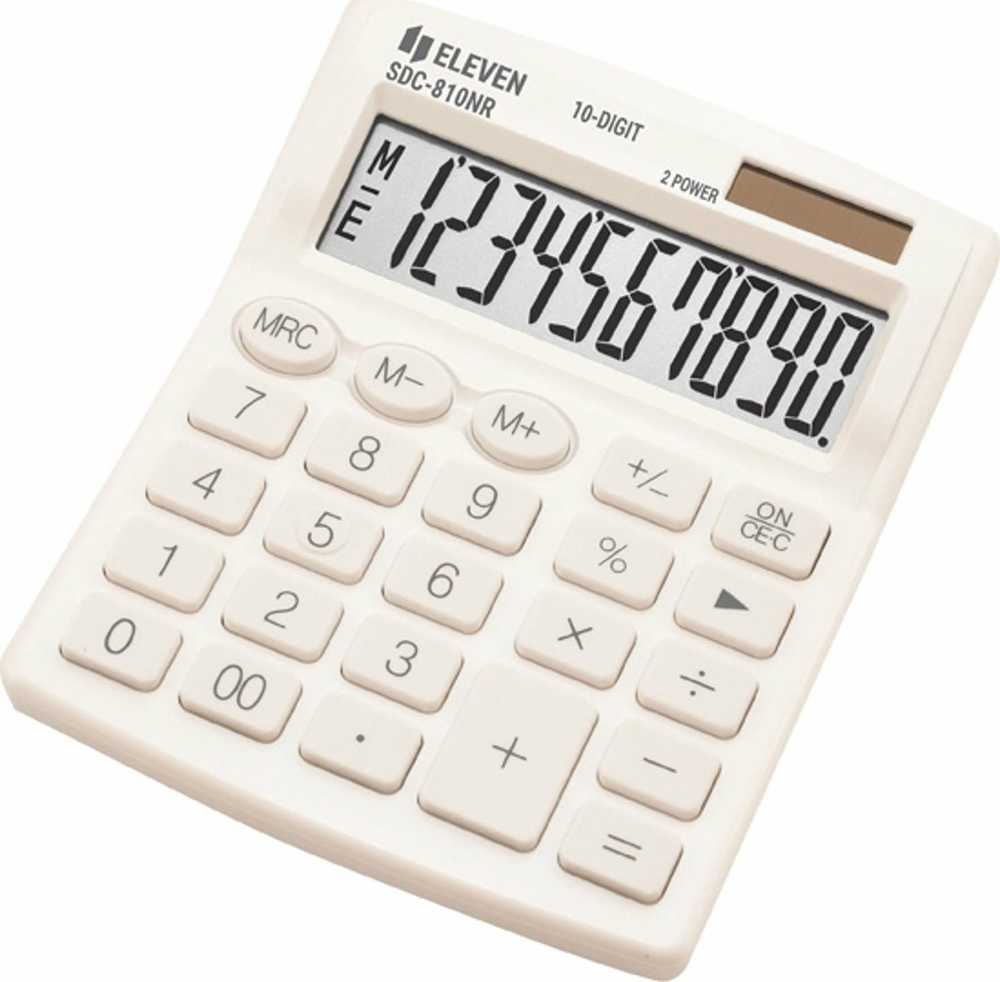 Eleven skaičiuotuvas SDC810NRWHE, balta, stacionarus, 10 lizdų, dvigubas maitinimo šaltinis