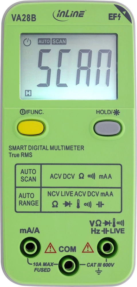 Žalias InLine VA28B multimetras su LCD ekranu