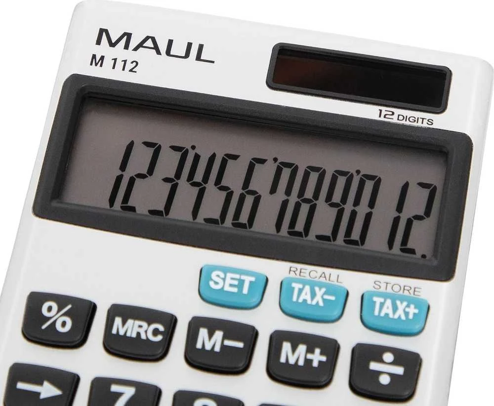 Kišeninis skaičiuotuvas MAUL M112, 12 skaitmenų, su tax funkcija