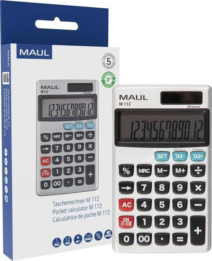 Kišeninis skaičiuotuvas MAUL M112, 12 skaitmenų, su tax funkcija