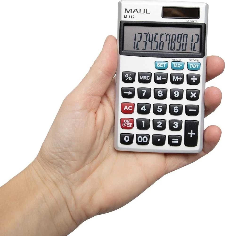 Kišeninis skaičiuotuvas MAUL M112, 12 skaitmenų, su tax funkcija