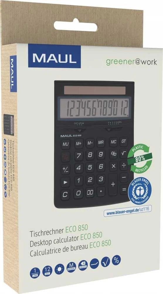 Stalinis skaičiuotuvas MAUL ECO 850, 12 skaitmenų ekranas