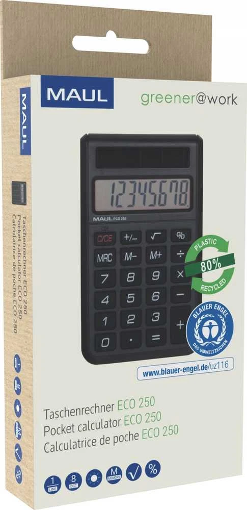 Kišeninis skaičiuotuvas MAUL ECO 250, 8 skaitmenys