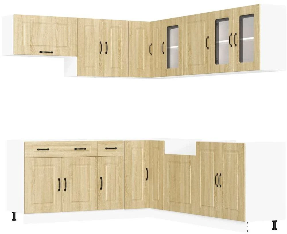 Virtuvinių spintelių komplektas, 11 dalių, Kalmar, ąžuolo
