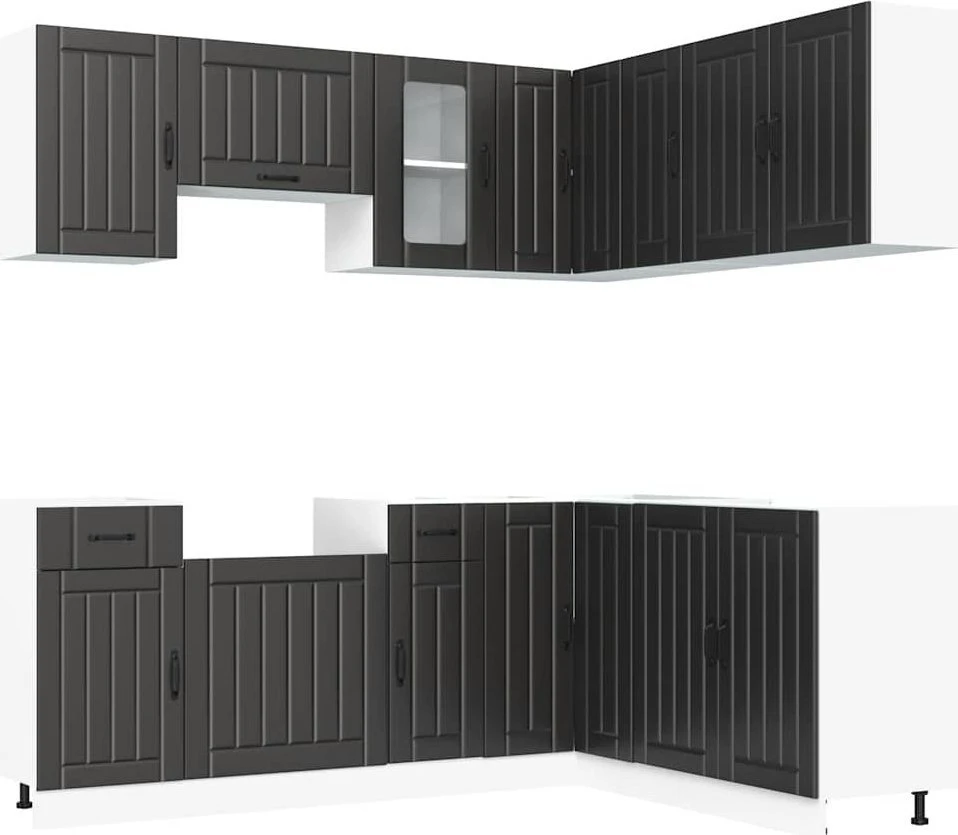 Virtuvinių spintelių komplektas, 11 dalių, Kalmar, juoda