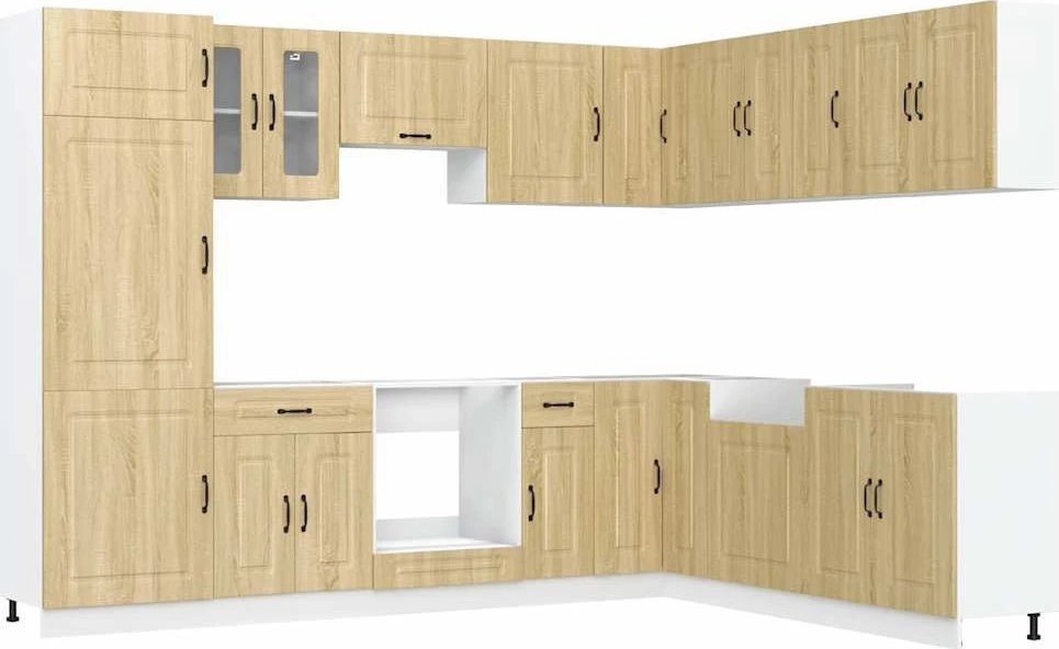 Virtuvinių spintelių komplektas, 14 dalių, Kalmar, ąžuolo