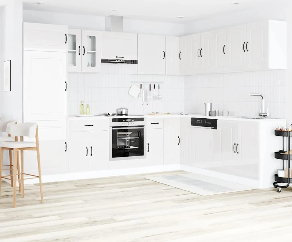 Virtuvinių spintelių komplektas, 14 dalių, Kalmar, balta