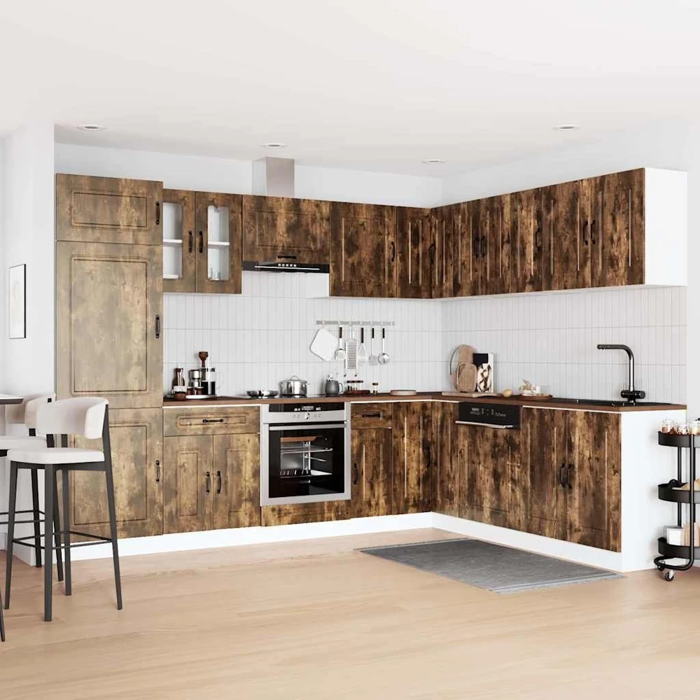 Virtuvinių spintelių komplektas, 14 dalių, Kalmar, dūminio