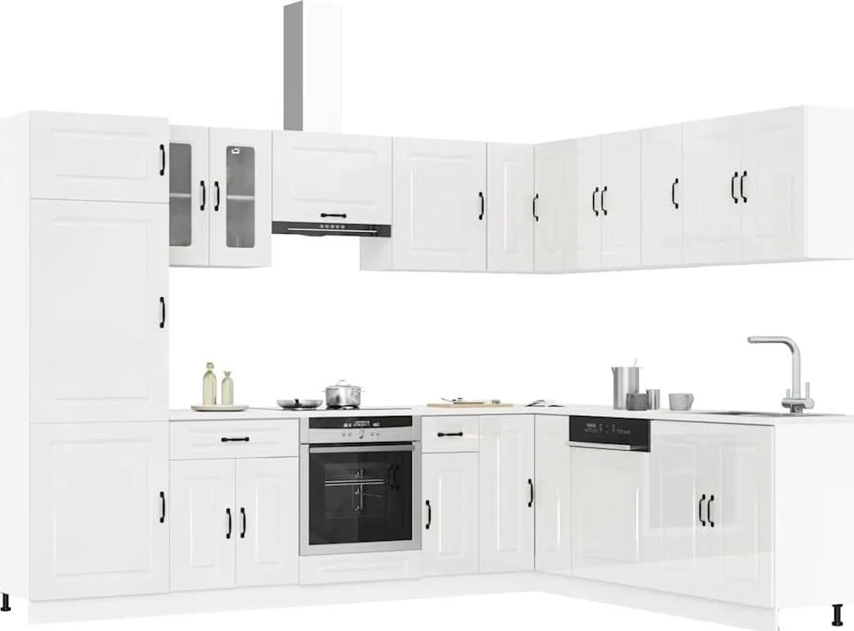Virtuvinių spintelių komplektas, 14 dalių, Kalmar, balta