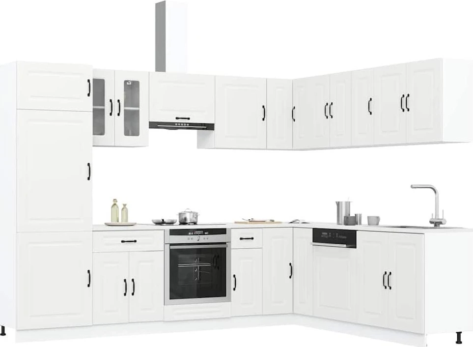 Virtuvinių spintelių komplektas, 14 dalių, Kalmar, balta
