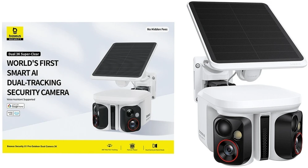 Baseus „Security X1 Pro“ dviguba kamera, 3K raiška – balta