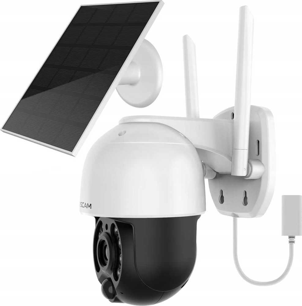 Foscam B4 WiFi stebėjimo kamera, balta su saulės baterija, 4MP (2560x1440), maitinama baterijomis, WiFi, pasukimo ir pakreipimo funkcija