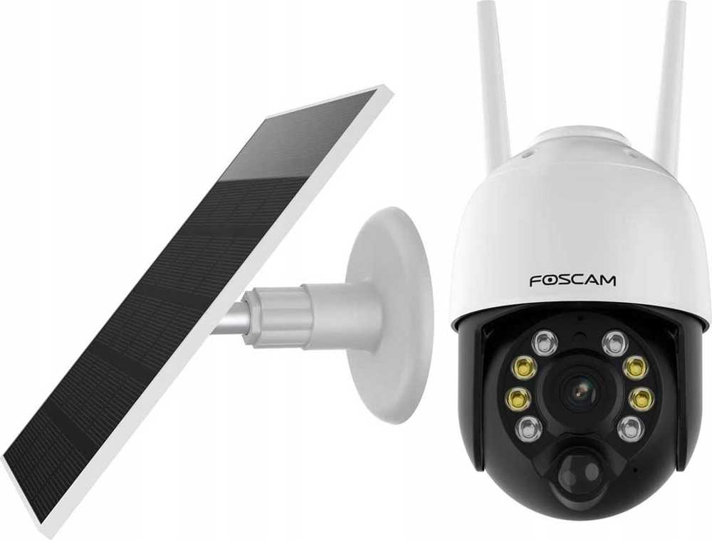 Foscam B4 WiFi stebėjimo kamera, balta su saulės baterija, 4MP (2560x1440), maitinama baterijomis, WiFi, pasukimo ir pakreipimo funkcija