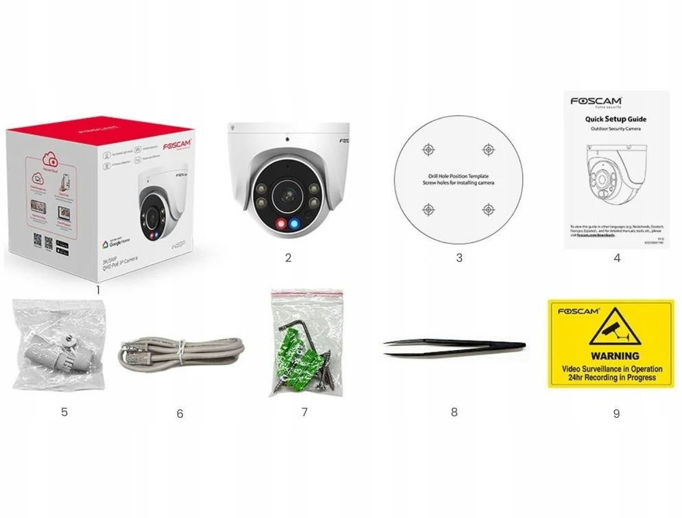 Foscam W5EP 5MP POE IP Surveillance Camera – Juodas