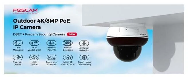 FOSCAM Poe D8ET 8MP Camera – Baltas