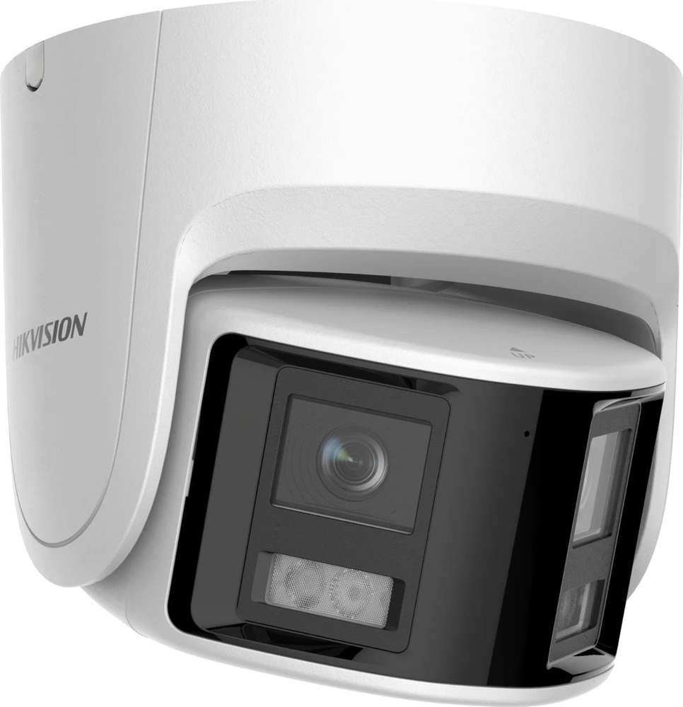 „Hikvision“ kupolinė kamera DS-2CD2346G2P-ISU/SL(C) F2.8 (balta, 4 MP, 30 m. IR, „AcuSense“, panoraminė 180°)