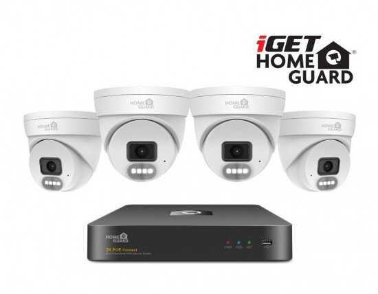 iGET HOMEGUARD HGNVK84804 - fotoaparato PoE rinkinys 2K NVR 8CH + 4x lauko kamera su garsu