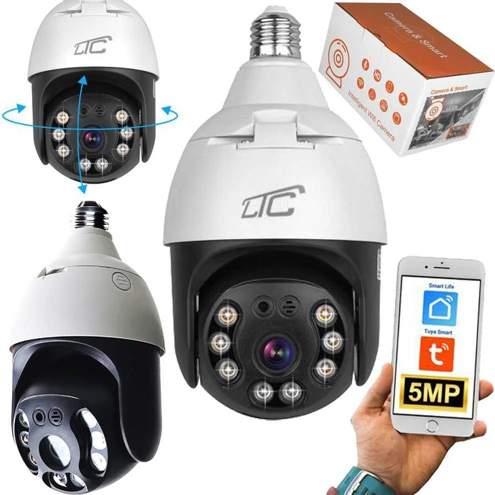 Internetinė rotacinė kamera IP lizdas E27 IP65 PTZ 5Mpix 230V SMART LTC VISION