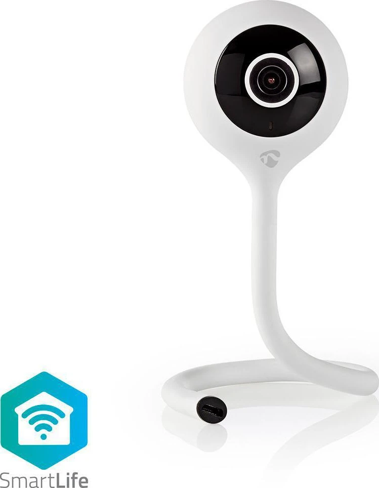 Bevielė išmanioji Wi-Fi vaizdo kamera 2MP (1080P), su mikrofonu, naktiniu pašvietimu IR, balta, Nedis Smart Life