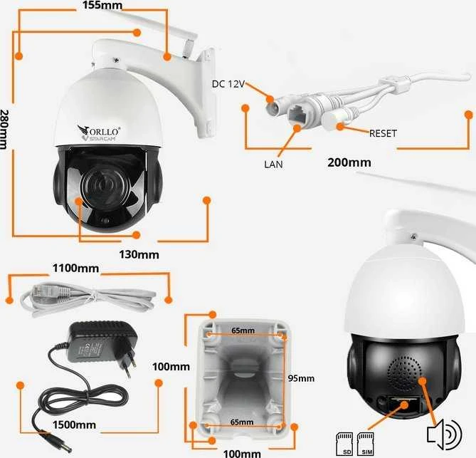 ORLLO Z18 lauko besisukanti IP kamera SIM 4MP