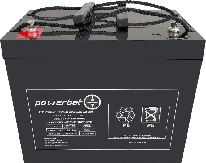 Akumuliatorius PowerBat CBE 12V 75Ah gilaus ciklo gelis