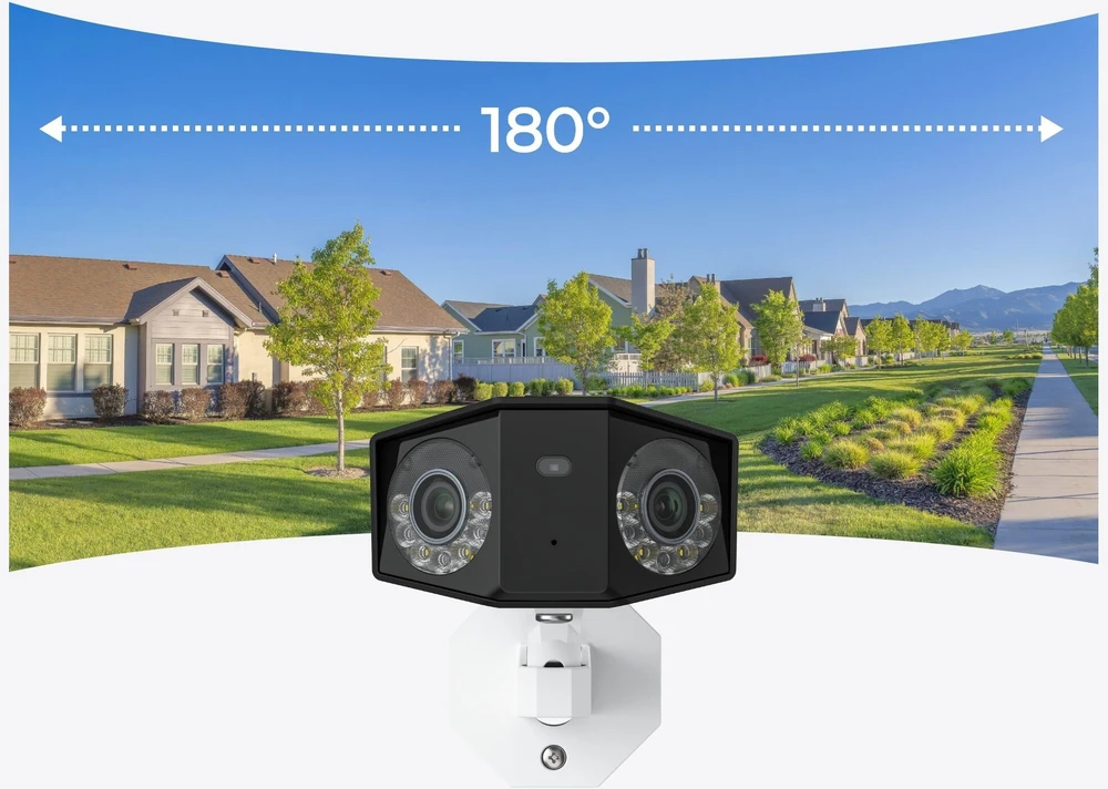 Reolink DUO serijos P757 16MP IP apsaugos kamera su dviem objektyvais, baltas