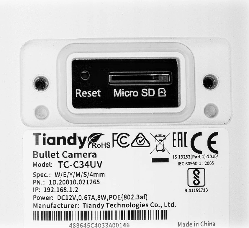 Tiandy Carruzzo IP kamera TC-C34UV, 4 Mpx 4 mm