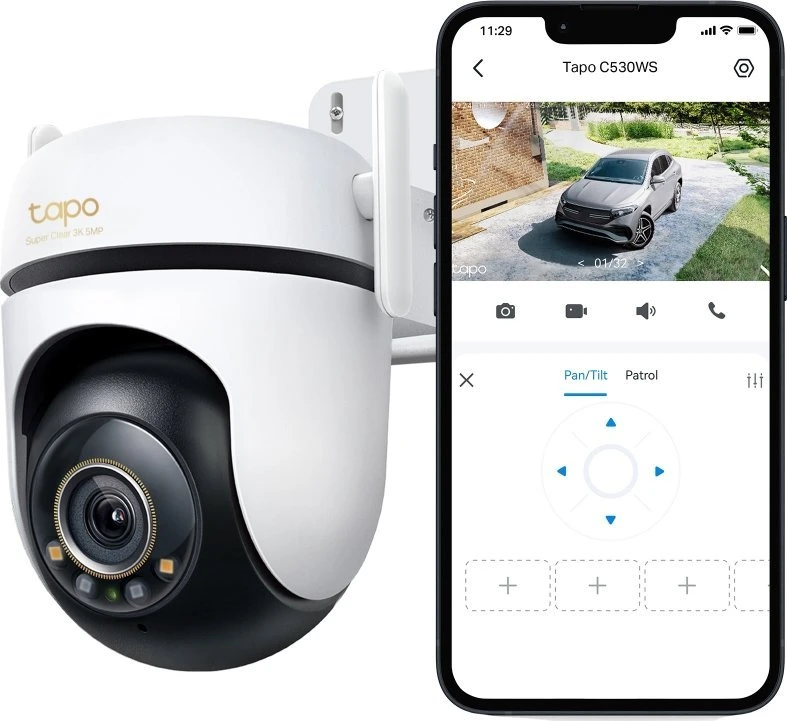 TP-LINK | Lauko pasukama/ pakreipiama apsaugos Wi-Fi kamera | Tapo C530WS | Kupolinė | 5 MP | 3,2 mm/ F1.6 | IP66 | H.264 | Micro SD, maks. 512 GB | Taip