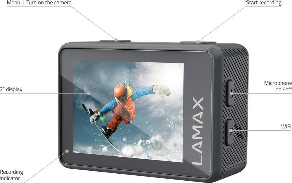 Veiksmo kamera Lamax LAMAXX72, 4K Ultra HD | 65 g | Tamsiai pilkos spalvos