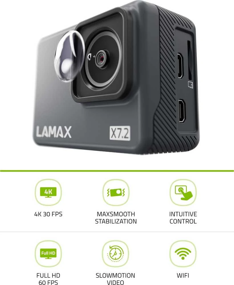 Veiksmo kamera Lamax LAMAXX72, 4K Ultra HD | 65 g | Tamsiai pilkos spalvos