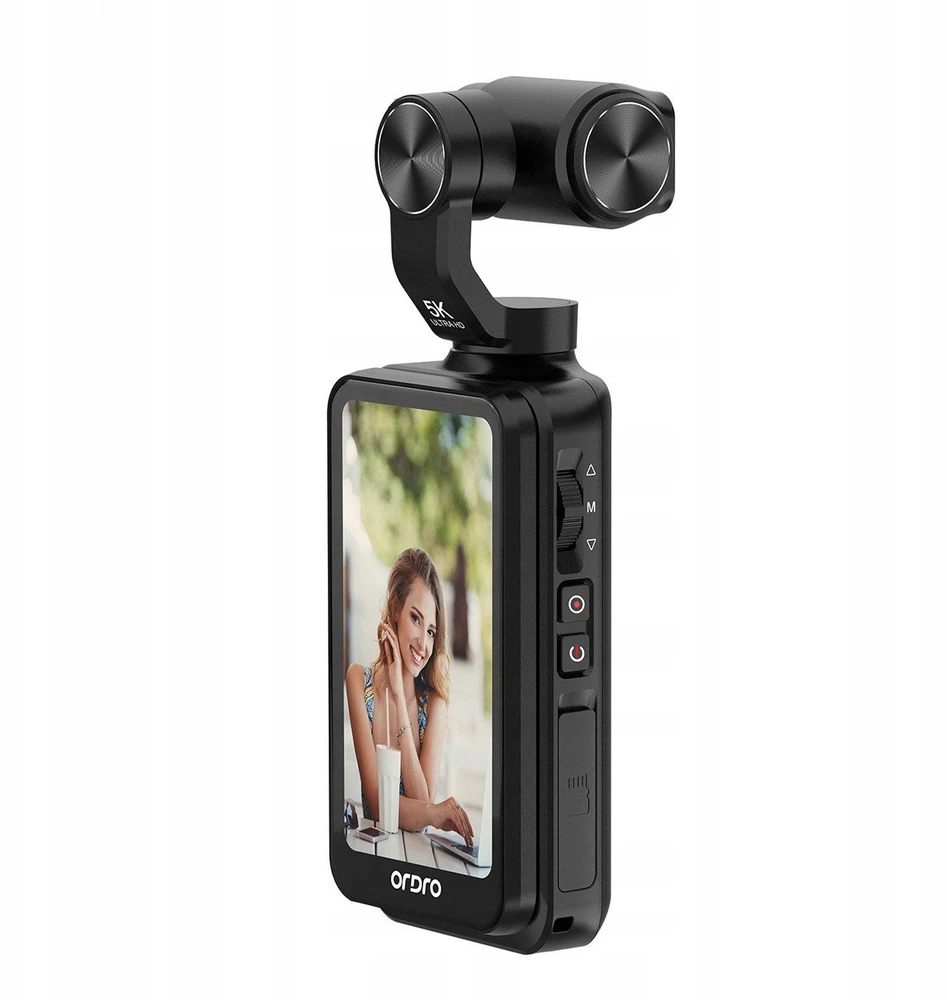 Ordro Pocket M5 3-Axis Gimbal Camera, 5K, for Vlogging and YouTube – juodos spalvos