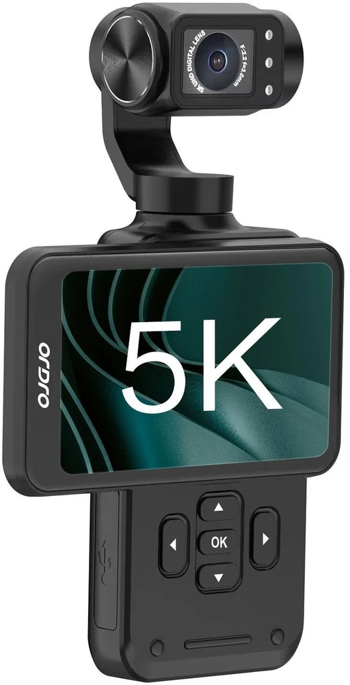 Ordro Pocket M5 3-Axis Gimbal Camera, 5K, for Vlogging and YouTube – juodos spalvos