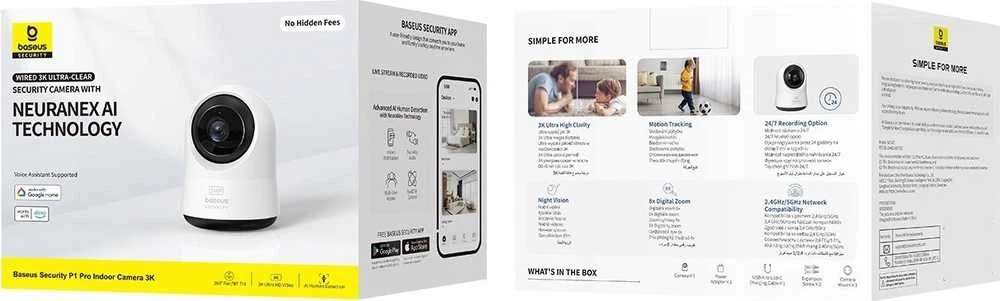 Baseus P1 Pro 3K vidaus kamera (balta)