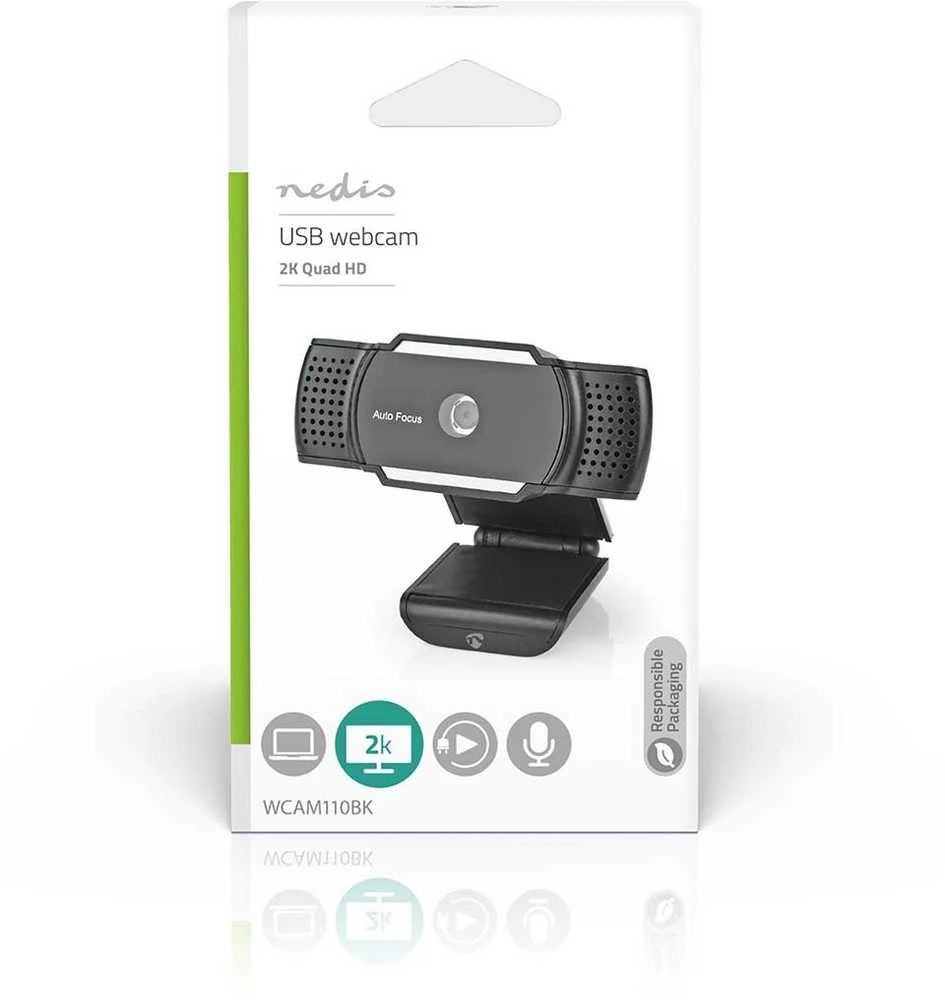 Internetinė kamera Nedis WCAM110BK 5 MP 30fps USB 2.0 Juodas