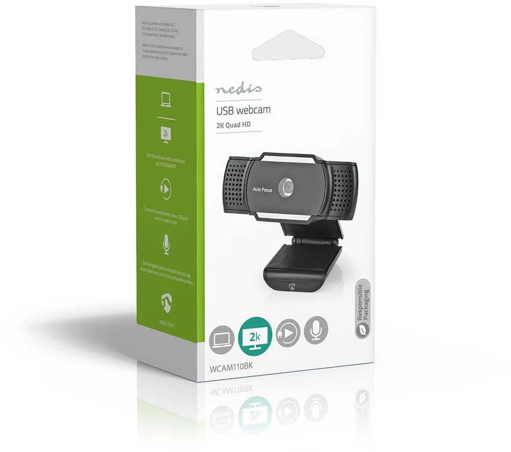 Internetinė kamera Nedis WCAM110BK 5 MP 30fps USB 2.0 Juodas