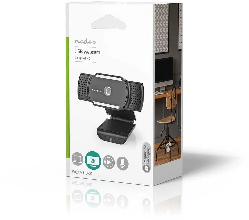 Internetinė kamera Nedis WCAM110BK 5 MP 30fps USB 2.0 Juodas