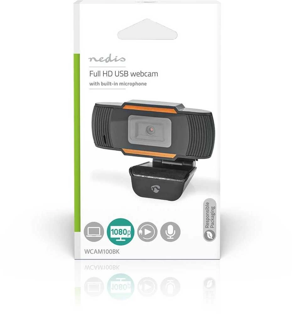 Internetinė kamera Nedis WCAM100BK Full HD 30 fps USB 2.0 Juodas