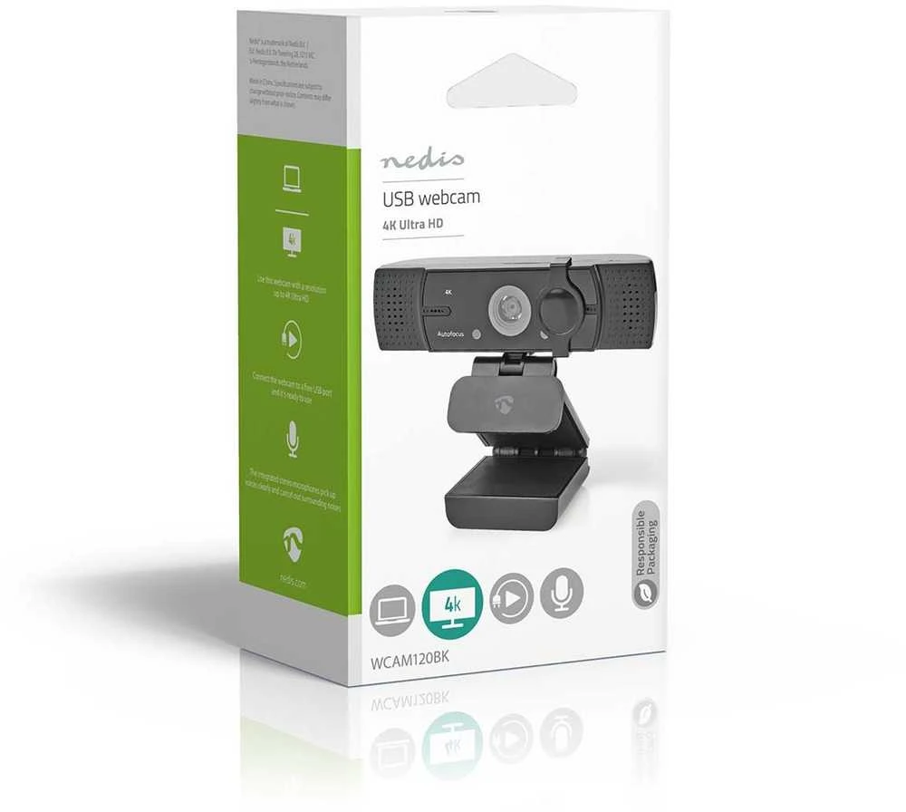 Internetinė kamera Nedis WCAM120BK 4K 30fps / Full HD 60fps Juodas