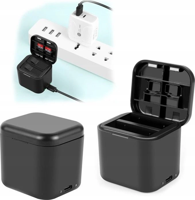 Kameros įkroviklis Puluz USB įkroviklis 2x įkraunamam akumuliatoriui, skirtas Insta360 Insta 360 Ace Pro / Ace / Pu968b