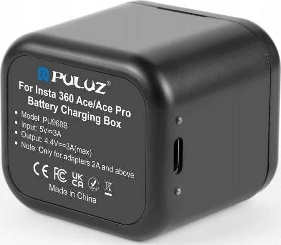 Kameros įkroviklis Puluz USB įkroviklis 2x įkraunamam akumuliatoriui, skirtas Insta360 Insta 360 Ace Pro / Ace / Pu968b